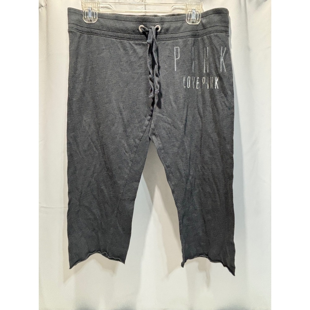 VTG 2013 Pink Victoria's Secret Sweatpant Women M Gray Cropped Love Pink Graphic